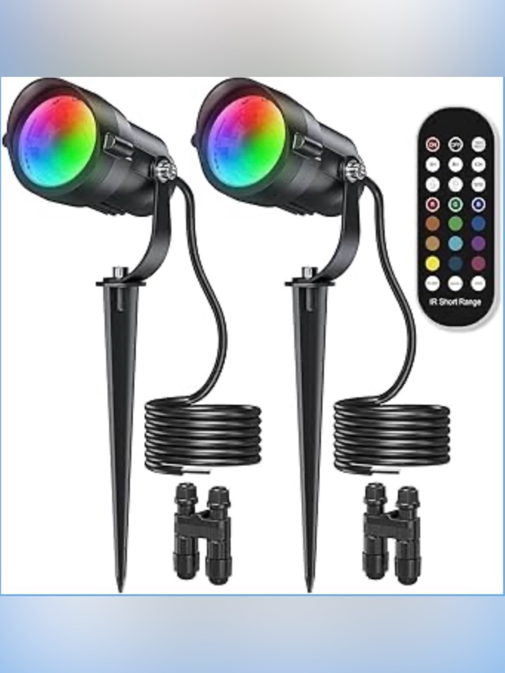 RGBW Low Voltage Landscape Lighting 12W with Remote Connectors (2 Pack)